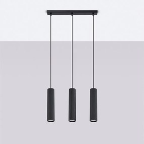 Lampa wisząca minimalistyczny Gloow, aluminium - 3 źródło światła 4000K - L.45 x H.98 cm - czarny