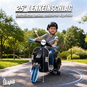 AIYAPLAY Elektryczny motocykl dziecięcy Vespa PX150 12V z akumulatorem litowym 35W 2 silniki 25° ograniczenie skrętu dla dzieci 3-6 lat | Aosom PL
