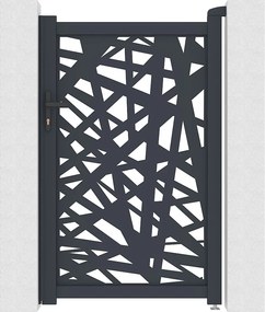 Furtka skrzydłowa z aluminium z motywem geometrycznym wyciętym laserowo – szer. 103 x wys. 166 cm – antracyt – NATAFO