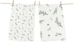 Bawełniane ścierki zestaw 2 szt. ze świątecznym motywem 50x70 cm Delicate Green – Butter Kings