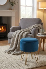 Okrągła pufa z otwieranym pojemnikiem niebieska P6-B09