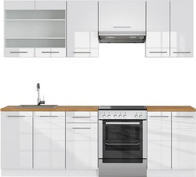 Aneks kuchenny biały wysoki połysk/biały 240x60x81.6 fame-line