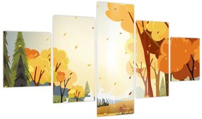 Obraz - Jesienny krajobraz, ilustracja (125x70 cm)