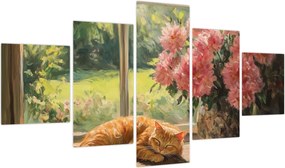 Obraz - Kot na oknie (125x70 cm)