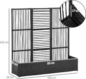 Outsunny Donica na kwiaty z ramką, doniczka na kwiaty, odporna na warunki atmosferyczne, 103 cm x 103 cm x 29 cm, Brązowa