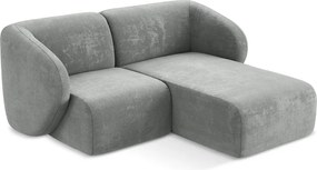 Szary narożnik z tkaniny szenilowej (prawostronny/z szezlongiem) Lani – Makamii