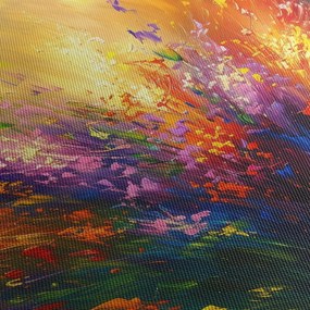 Obraz - Abstrakcja kwiatów (z zegarem) (90x30 cm)