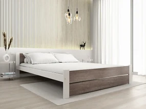 Łóżko IKAROS DOUBLE 180 x 200 cm, biały/dąb truflowy Stelaż: Bez stelaża, Materac: Materac Coco Maxi 20 cm