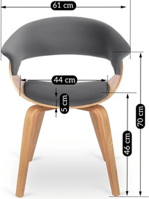 Krzesło Tapicerowane z Drewna Giętego GARY Dąb Złoty/Szare Nowoczesne Loft