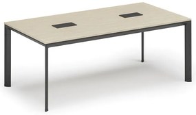 Stół konferencyjny PRIMO INVITATION, 200x100 cm, brzoza + 2x port blatowy TYP VI, czarny