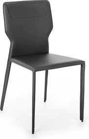 Zestaw 2 nowoczesnych krzeseł "Quito" ze skóry ekologicznej w kolorze ciemnoszarym z metalowymi nogami, 44x56 cm, 86,5 h