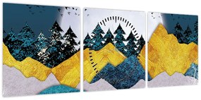 Obraz - Krajobraz polarny (z zegarem) (90x30 cm)