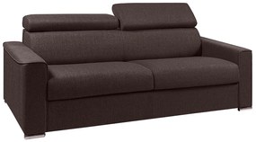Kanapa rozkładana 4-osobowa VIZIR typu express z tkaniny – kolor brązowy – miejsce do spania z szerokimi listewkami 160 cm – materac 18 cm z pamięcią kształtu