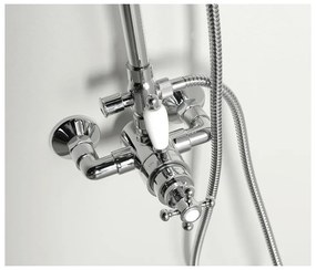 Zestaw prysznicowy z mosiądzu w kolorze srebra z połyskiem z baterią z termostatem, deszczownicą i słuchawką prysznicową 142 cm Antea – Sapho
