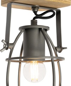 Industrialny reflektor ciemnoszary z drewnem regulowany - Arthur