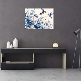 Obraz - Kolibry nad kwiatem (70x50 cm)