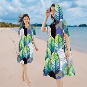 Ponczo plażowe FEATHER zielono-niebieskie 80x145 cm