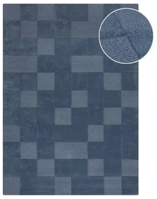 Ciemnoniebieski wełniany dywan tkany ręcznie 160x230 cm Checkerboard – Flair Rugs