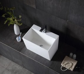 Umywalka ścienna TW18 z odlewu mineralnegoBiały mat - 50 x 35 x 40 cm