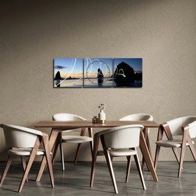 Obraz - plaża o zachodzie słońca (z zegarem) (90x30 cm)