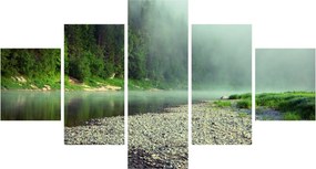 Obraz - rzeka przy lesie (125x70 cm)