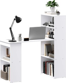 HOMCOM Biurko kuchenne z półką, stolik komputerowy, stół do pracy, stolik na laptopa, regał biurowy, biały, 120 x 55 x 120 cm