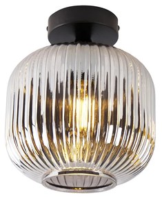 Inteligentna lampa sufitowa czarna z przydymionym szkłem w tym Wifi A60 - Karel ArtDeco Oswietlenie wewnetrzne