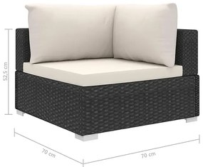 Czarno-kremowy 6-częściowy wypoczynkowy zestaw do ogrodu W1-M00