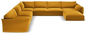 Musztardowy aksamitny narożnik (lewostronny/w kształcie litery U) Vanda – Mazzini Sofas