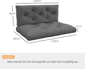 Outsunny Poduszka do Siedzenia Poduszki do Siedziska, Z Poduszki z Guzikami, 120 x 80 x 12 cm, Szary
