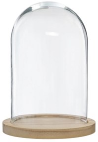 Szklana kopuła, Ø 18 cm, na drewnianej podstawie