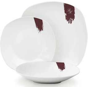 BerlingerHaus 18-częściowy zestaw talerzy Leonardo, biały-bordowy
