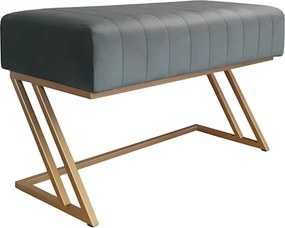 Ławka ZETA tkanina Welur loft ławka metal : Kolor Stelaża - Złoty, Kolor tkaniny - VELVET - BL14, Typ tkaniny - Velvet