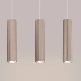 Lampa wisząca KARBON 3L taupe ryflowana SOLLUX  LIGHTING