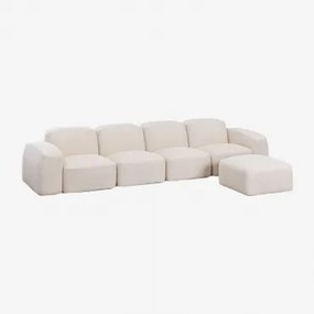Bastian 4-częściowa Modułowa Sofa I Pufa Gruba Biała Szenila - Sklum