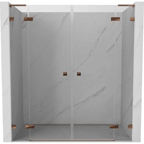 Mexen Lunar L Duo drzwi prysznicowe uchylne 170 cm, transparent, różowe złoto - 834DL-170-000-60-00