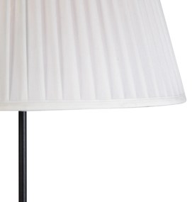 Lampa podłogowa regulowana czarna klosz plisowany kremowy 45cm - ParteWiejski/ Rustykalny / Vintage Oswietlenie wewnetrzne