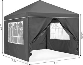 Automatyczny namiot ogrodowy 3x3 m z oknami Gardenia 4W-GY, szary