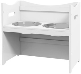 PawHut Stacja żywieniowa dla psów, 2 miski ze stali nierdzewnej, regulowana wysokość, 54x31,5x47cm, Biały