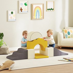 AIYAPLAY 7-częściowy zestaw bloków do wspinaczki dla niemowląt i małych dzieci, miękki zestaw do wspinaczki do użytku wewnętrznego, tkanina, pianka, kolorowy | Aosom PL