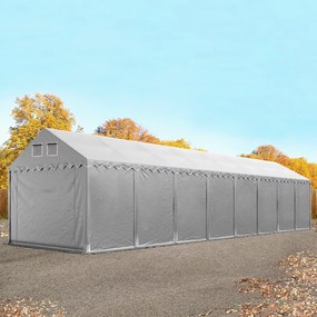 TOOLPORT 4x20m Namiot magazynowy - 2,6 m wysokość ścian bocznych, PVC 800, szary, ze statyką (podłoże gruntowe) - (517630)