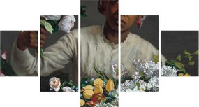 Obraz - Frédéric Bazille, Young Woman with Peonies, reprodukcje (125x70 cm)