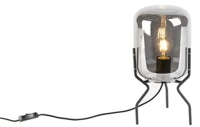 Inteligentna designerska lampa stołowa czarna z przydymionym szkłem w tym wifi A60 - BlissDesignerski Oswietlenie wewnetrzne