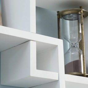 HOMCOM Regał Ścienny, Półka Wisząca, 5 Półek, Drewno Lite, Biały