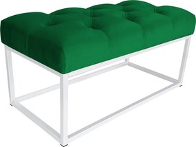 Ławka CHESTERFIELD tkanina Welur loft ławka metal : Kolor Stelaża - Biały, Kolor tkaniny - VELVET - MG25, Typ tkaniny - Velvet