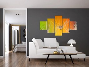 Obraz kropli na roślinie (125x70 cm)