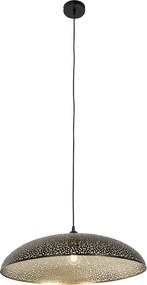 Orientalna lampa wisząca czarna ze złotem 60 cm - Japke