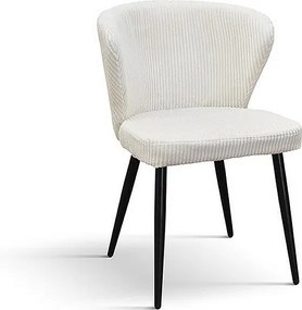 Zestaw 2 kremowych krzeseł z tkaniny z efektem aksamitu, antracytowe nogi - MANTES