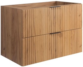 Szafka ryflowana do łazienki z 2 szufladami 80 cm dąb craft złoty E7-Z95