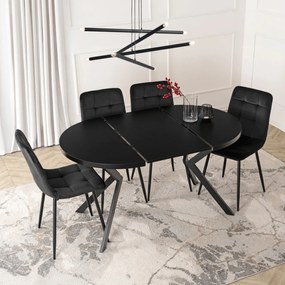 Stół Okrągły Rozkładany LUGO 90-190 cm Czarny Loft